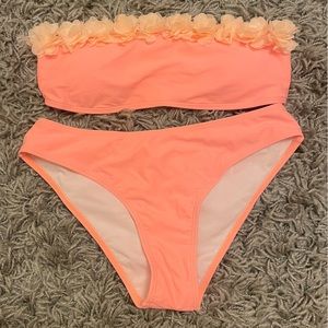 bright peach cute swimsuit